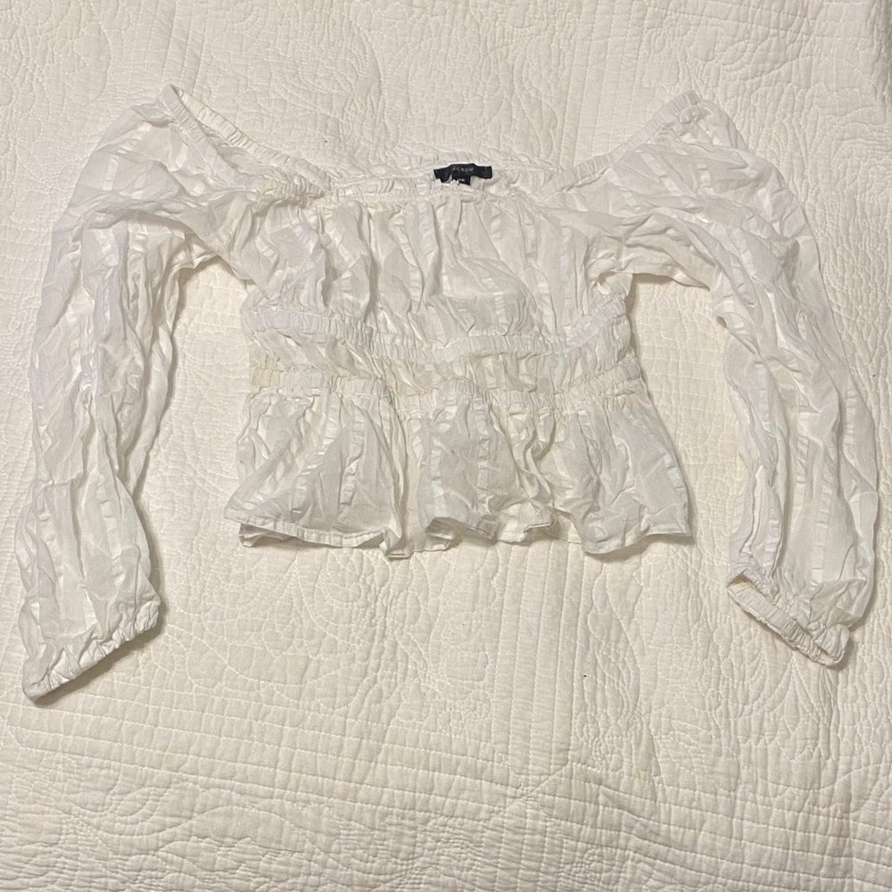 J. Crew White Off-Shoulder Blouse
